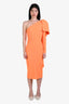 Alex Perry Neon Orange One Shoulder Midi Dress Size 8