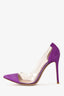 Gianvito Rossi Purple Suede Plexi Pumps Size 37.5