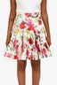 Dolce & Gabbana White/Multicolour Cotton Floral Print Mini Skirt Size 40