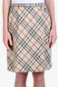 Burberry Beige Wool Nova Check Midi Skirt Size 12