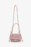 Pre-loved Chanel™ 2019 Pink Tweed Large Pearl Mini Single Flap Handle Bag