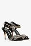 Manolo Blahnik Black Suede Crystal Embellished Ankle Strap Heels Size 38.5
