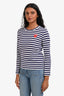 Play Comme des Garçons White/Blue Striped Long Sleeve T-Shirt Size Medium