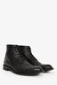 Saint Laurent Black Leather Lace Up Ankle Boots Size 38.5