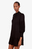 Alice + Olivia Black Long Sleeve Ruffle Neck Babydoll Dress Size 0