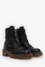 Pre-loved Chanel™ Black Patent Leather and Suede Lace Up Chain Boots Size 36.5