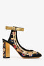 Louis Vuitton Black/Multicolour Satin Floral Embroidered Heels Size 36.5