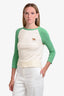 Celine Cream/Green Cotton Tiger Graphic Long Sleeve Raglan Top Size M