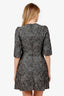 Dolce & Gabbana Grey Metallic Lurex Floral Jacquard Dress Size 40