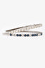 Miu Miu Silver Tone Faux Pearl Crystal Detail Double Headband