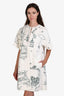 Dolce & Gabbana 2016 Runway White/Green Birdcage Jacquard Short Sleeve Dress Coat Size 36