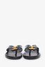 Pre-loved Chanel™ Black Leather CC Turn Lock Thong Sandals Size 37
