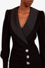Alessandra Rich Black Tuxedo Style Embellished Midi Dress Size 38