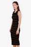 ALC Black Striped Sleeveless Ribbed Knit Maxi Dress Size S