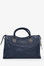 Balenciaga Navy De Minuit Grained Leather Metallic Edge Motorcycle City Bag