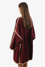 Chloe Burgundy/Tan Wool Angora Blend Asymmetrical Knit Jacket Size XS