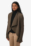 Givenchy Brown Wool Ribbed Shawl Open Cardigan Size XS