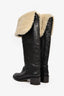 Celine Black Leather Shearling Lined Tall Boots Size 39