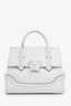 Versace White Leather Palazzo Empire Medusa Top Handle Purse with Strap