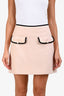 Miu Miu 2019 Light Pink Virgin Wool Mini Skirt with Pearl Detail Size 38