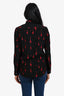 Saint Laurent Black/Red Silk Guitar Print Embroidered Button-Up Top Size 36