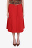 Valentino 2019 Red Crepe Midi Buckled Wrap Skirt Size 12