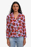 Alice & Olivia Purple/Red Floral Long Sleeve Button Down Top Size XS