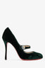 Escarpins Mary Jane Christian Louboutin en velours vert à boutons, pointure 37,5