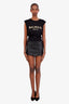 Prada Black Leather Logo Mini Skirt Size 36