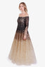 Pamella Roland Silk Brown to Gold Ombre Sequin Gown Size 8