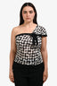 Jean Paul Gaultier Black/White Silk Blend One Shoulder Tank Top Size M