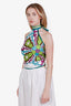 Gucci Purple/Green/White Silk Scarf Top Estimated Size S