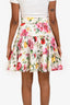 Dolce & Gabbana White/Multicolour Cotton Floral Print Mini Skirt Size 40