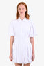White Cotton Poof Sleeve Cinch Waist Mini Dress Size 2