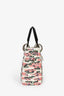 Christian Dior 2014 Cream Satin Multi Sequin Mini Lady Dior Top Handle with Strap