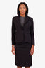 Ensemble Ralph Lauren Black Label composé d’un blazer noir en laine à un bouton et d’une jupe midi, taille 2