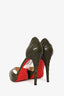 Christian Louboutin Green Leather Pleated Peep Toe Heels Size 40.5