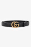 Gucci Black Leather GG Marmont Thin Belt Size 90/36