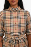 Burberry Beige Novacheck Giovanni Midi Shirt Dress Size 00