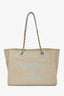 Pre-loved Chanel™ 2022 Beige/Blue Canvas Medium Deauville Shopping Tote