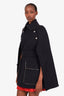 Victoria Beckham Navy Wool Belted Cape Size XS