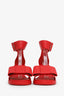 Comme des Garçons Red Leather Bow Ankle Strap Sandals Size 36.5