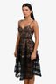 Self-Portrait Black/Nude Lace Tiered Strappy Dress Size 2