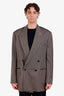 Dries Van Noten Grey Striped Double-Breasted Oversized Blazer Size M Men's