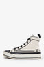 Pre-loved Chanel™ White/Black Canvas Leather CC High Top Sneakers Size 35.5