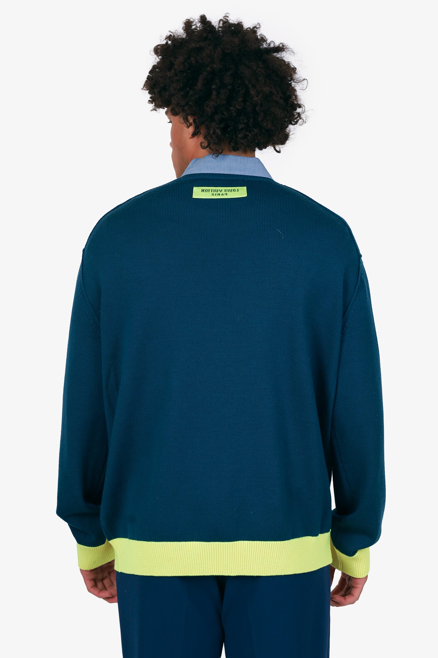 Louis Vuitton Green/Yellow Wool LV Logo Signature Crewneck Sweater
