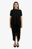 Balenciaga Black Draped Pleated Short Sleeve Long Dress Size 42