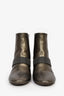Brunello Cucinelli Grey Leather Metallic Beaded Ankle Boots Size 36