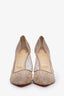 Christian Louboutin Beige Mesh Rosegold Crystal 'Follies' Size 42