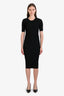 Alexander Wang Black Ribbed Bead Sleeve Stretch Knit Midi Dress Size M